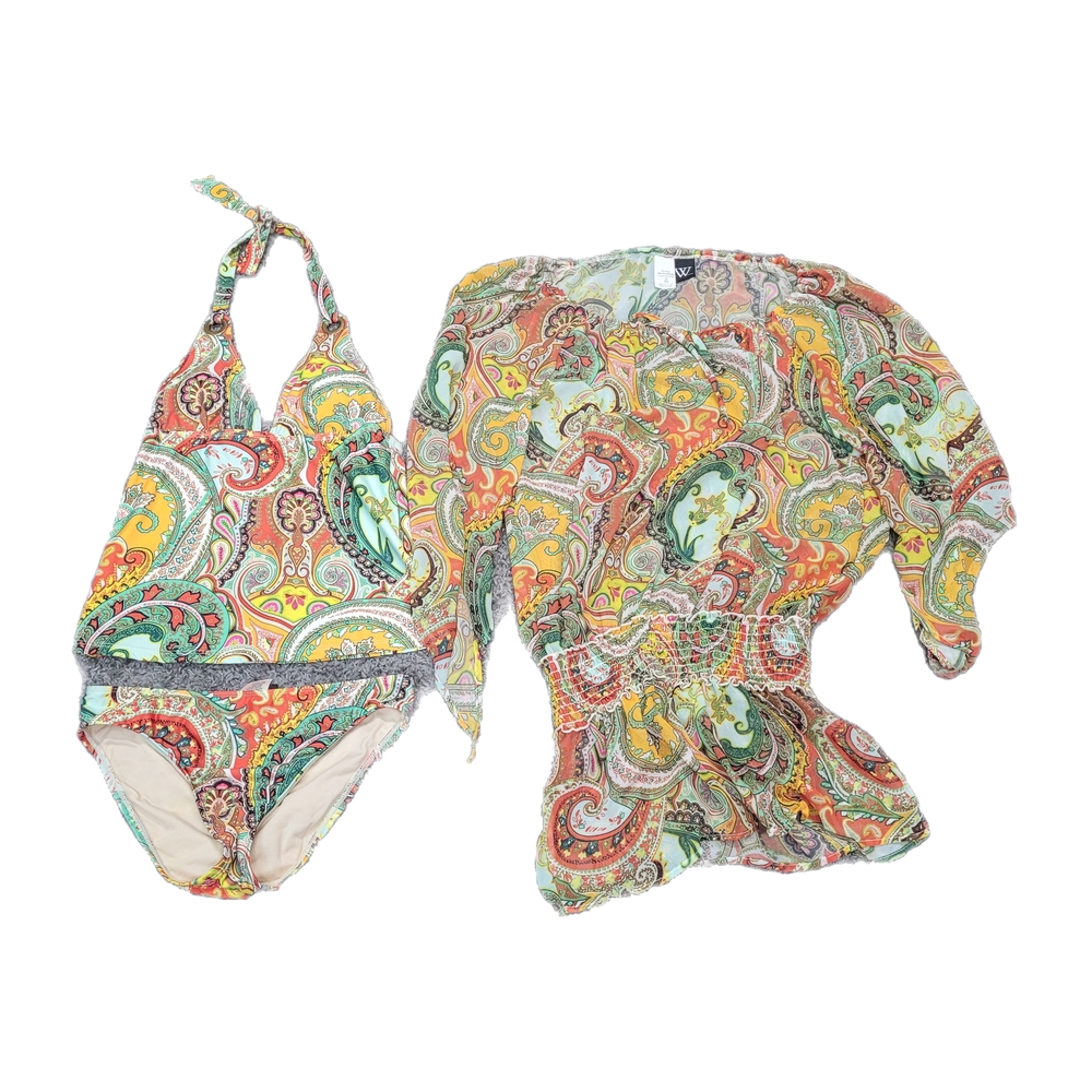 Vintage Manhattan Beachwear Size XS 3 Piece Swim Tankini Set Bikini Sheer Top